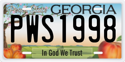 GA license plate PWS1998