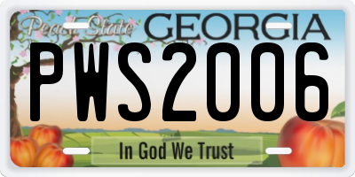 GA license plate PWS2006