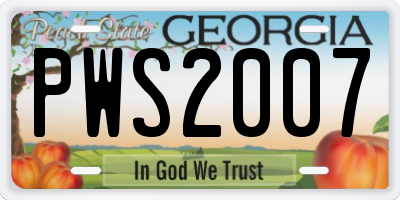 GA license plate PWS2007
