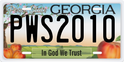 GA license plate PWS2010