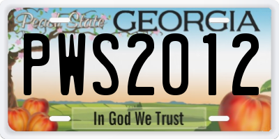 GA license plate PWS2012