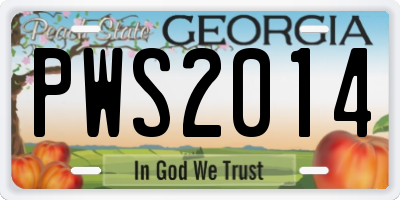 GA license plate PWS2014