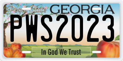 GA license plate PWS2023