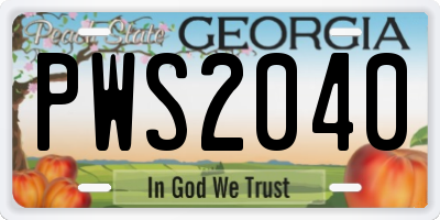 GA license plate PWS2040