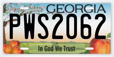 GA license plate PWS2062