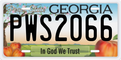 GA license plate PWS2066