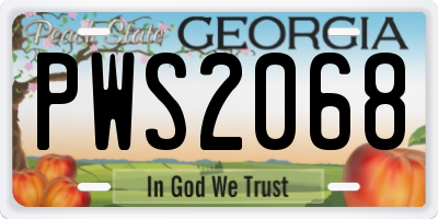 GA license plate PWS2068
