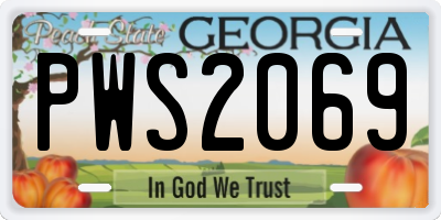 GA license plate PWS2069