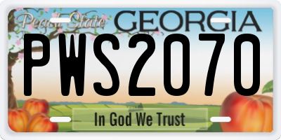 GA license plate PWS2070