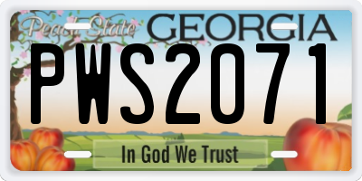 GA license plate PWS2071
