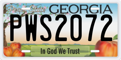 GA license plate PWS2072