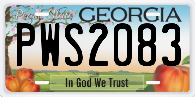 GA license plate PWS2083