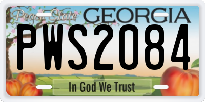 GA license plate PWS2084