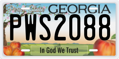 GA license plate PWS2088