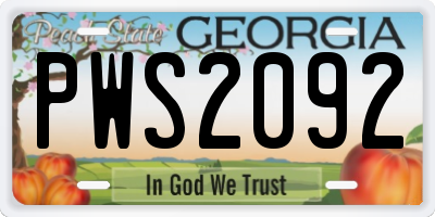 GA license plate PWS2092
