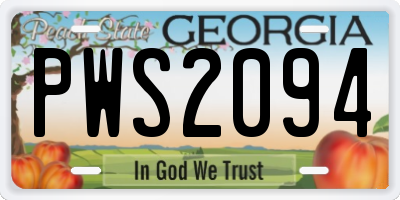 GA license plate PWS2094