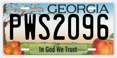 GA license plate PWS2096