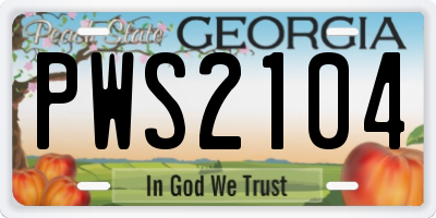 GA license plate PWS2104