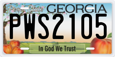 GA license plate PWS2105