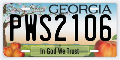 GA license plate PWS2106