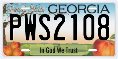 GA license plate PWS2108
