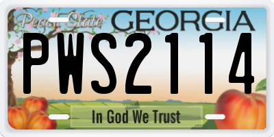 GA license plate PWS2114