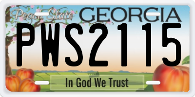 GA license plate PWS2115