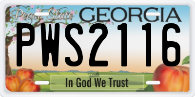 GA license plate PWS2116