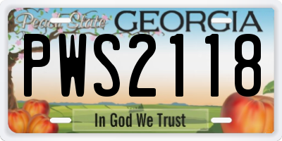 GA license plate PWS2118