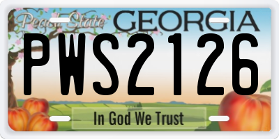 GA license plate PWS2126