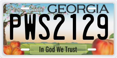 GA license plate PWS2129