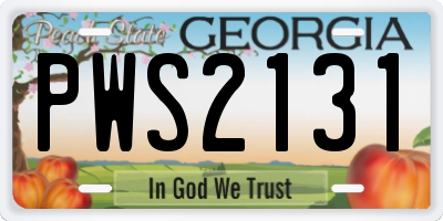 GA license plate PWS2131