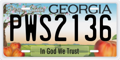 GA license plate PWS2136