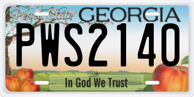 GA license plate PWS2140