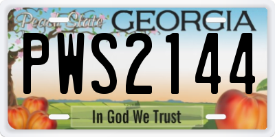 GA license plate PWS2144