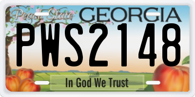 GA license plate PWS2148