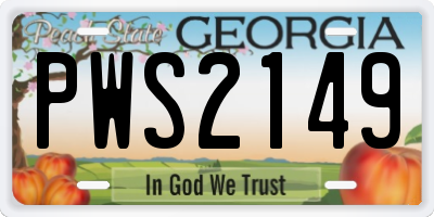 GA license plate PWS2149