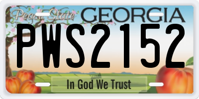 GA license plate PWS2152