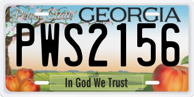 GA license plate PWS2156