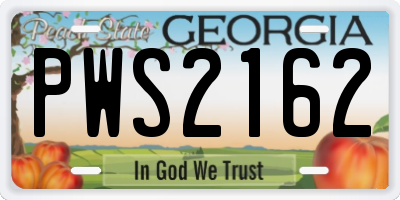 GA license plate PWS2162