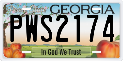 GA license plate PWS2174