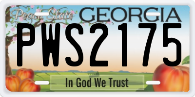 GA license plate PWS2175