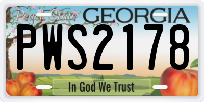 GA license plate PWS2178