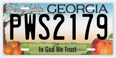 GA license plate PWS2179