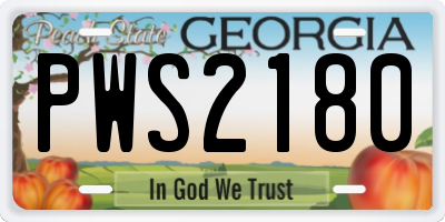 GA license plate PWS2180