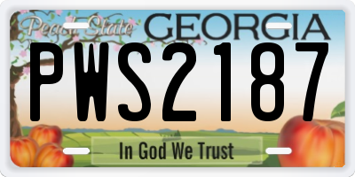 GA license plate PWS2187