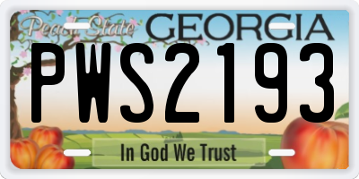 GA license plate PWS2193
