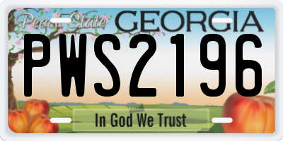 GA license plate PWS2196