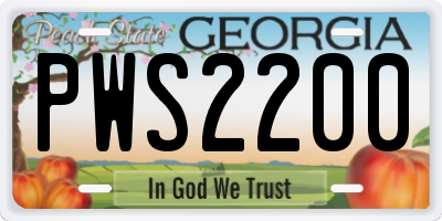 GA license plate PWS2200
