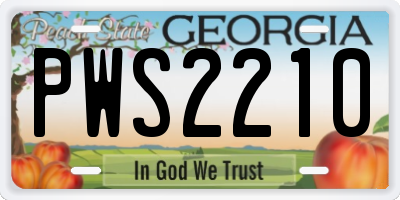 GA license plate PWS2210